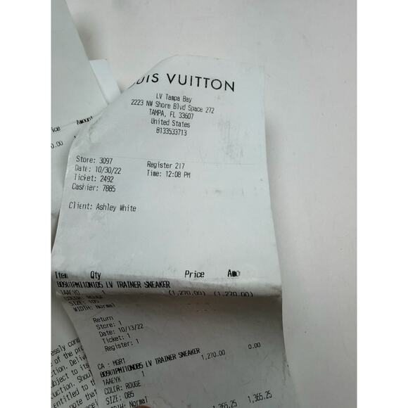 Size 9.5LV/10.5US - Louis Vuitton White Red Trainers❤️ Retail $1.2K! main image 9